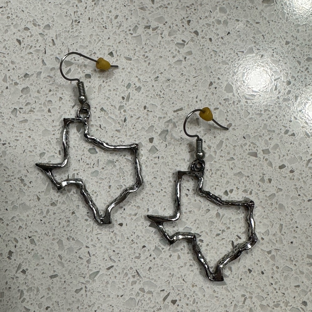 Chic Silver Texas Outline Earrings